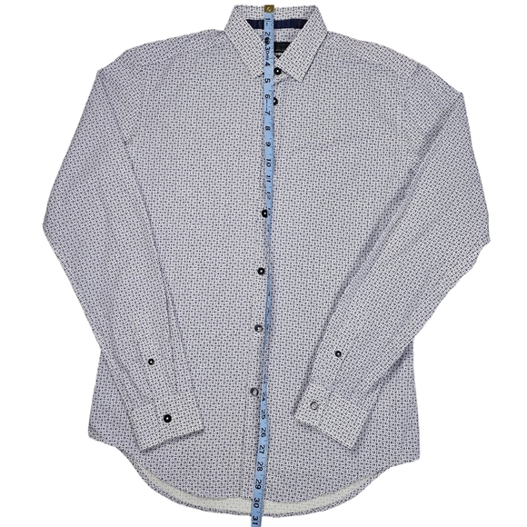 Zara Man Long Sleeve Slim Fit Button Down Shirt Blue White Men's Size Medium - Picture 10 of 15